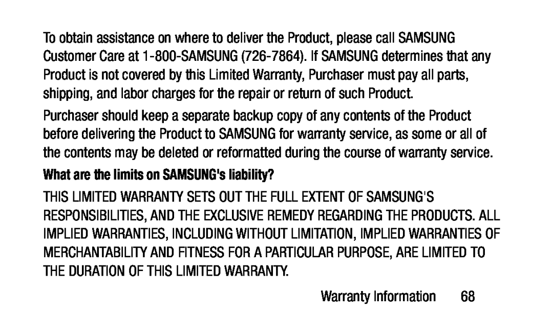 What are the limits on SAMSUNG's liability