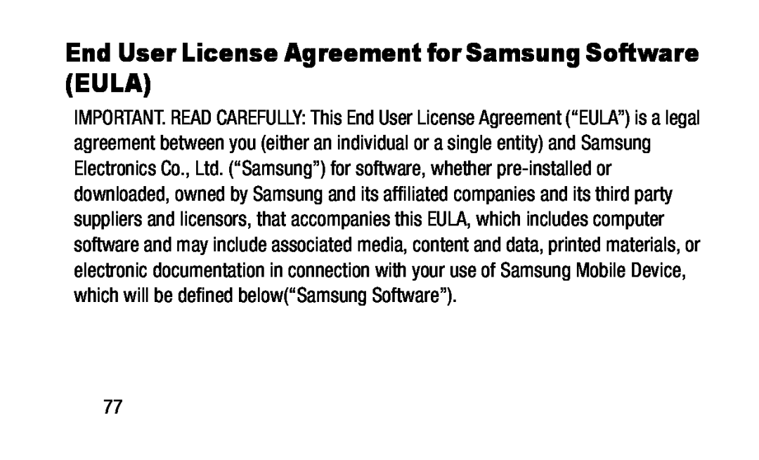 End User License Agreement for Samsung Software (EULA)