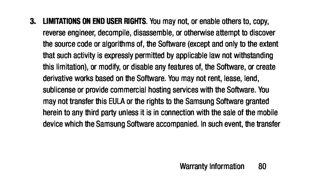 LIMITATIONS ON END USER RIGHTS Galaxy Tab 3 Lite Wi-Fi