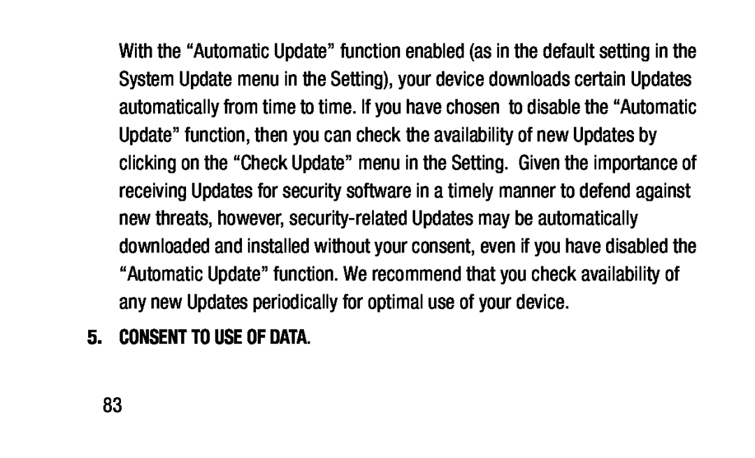 5. CONSENT TO USE OF DATA Galaxy Tab 3 Lite Wi-Fi