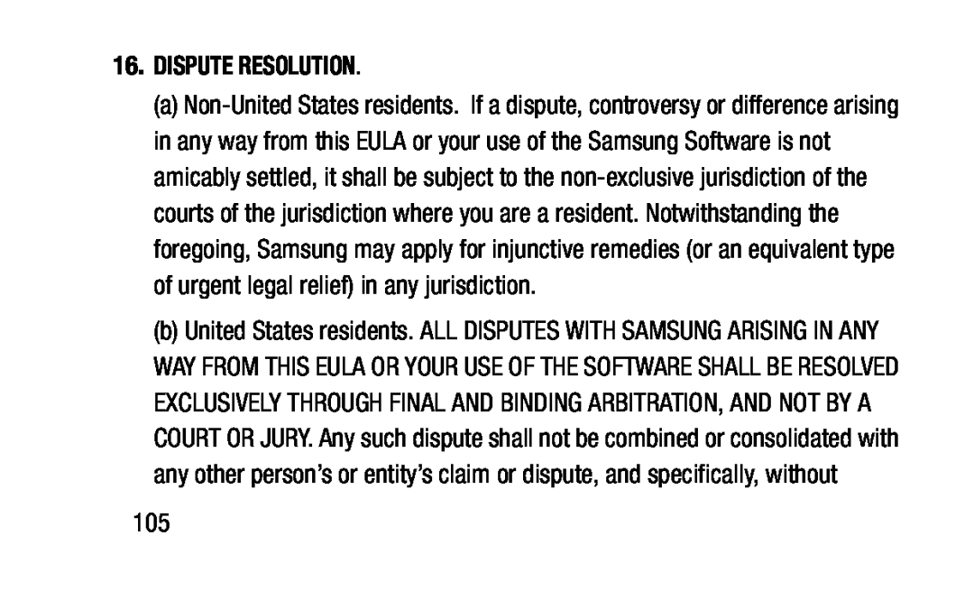 16.DISPUTE RESOLUTION Galaxy Tab 3 Lite Wi-Fi