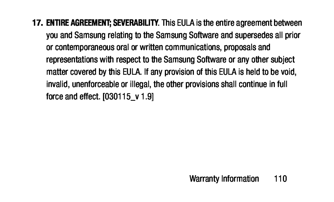 ENTIRE AGREEMENT; SEVERABILITY Galaxy Tab 3 Lite Wi-Fi