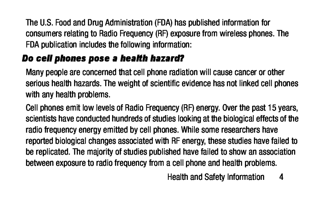 Do cell phones pose a health hazard Galaxy Tab 3 Lite Wi-Fi