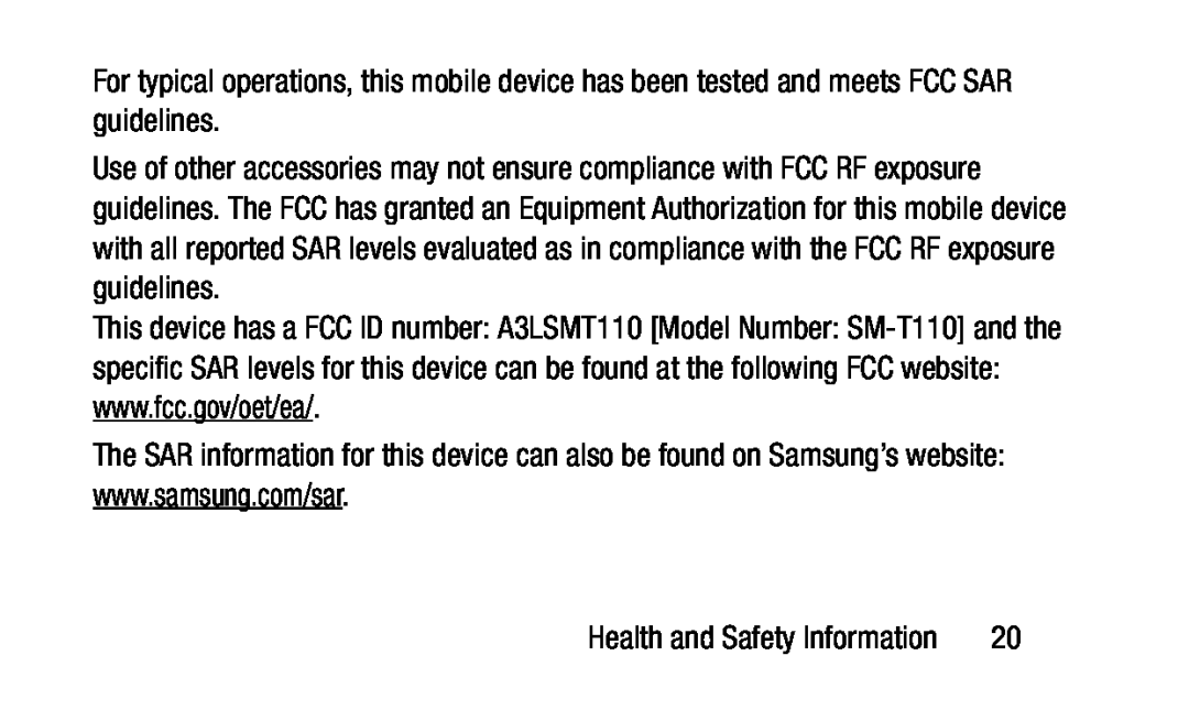 www.fcc.gov/oet/ea Galaxy Tab 3 Lite Wi-Fi