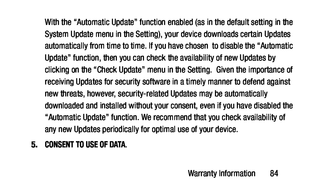 5. CONSENT TO USE OF DATA Galaxy Tab 3 Lite Wi-Fi