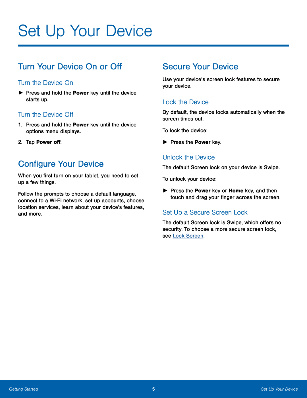 Set Up Your Device Galaxy Tab 3 Lite Wi-Fi