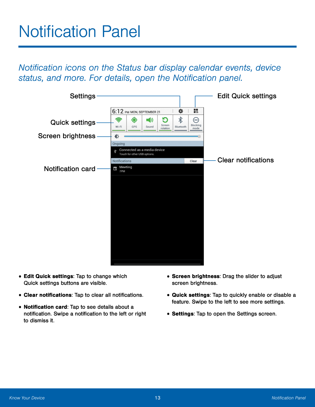 Settings Edit Quick settings