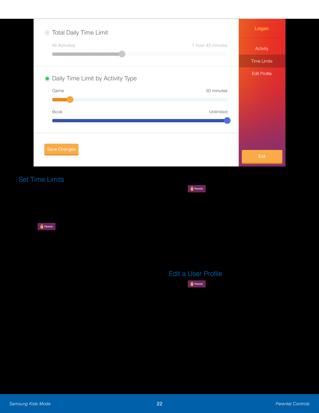 Set Time Limits Galaxy Tab 3 Lite Wi-Fi