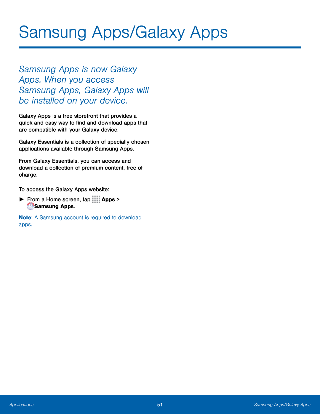 Note: A Samsung account is required to download apps Galaxy Tab 3 Lite Wi-Fi