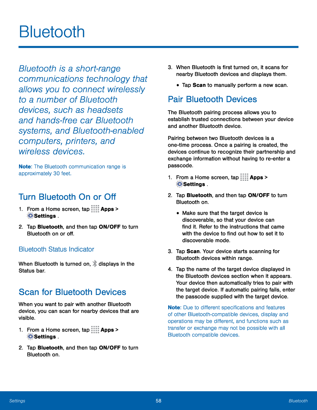 Bluetooth Status Indicator Galaxy Tab 3 Lite Wi-Fi