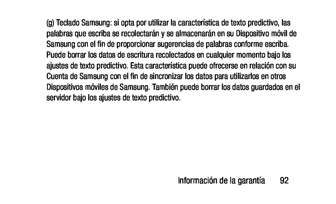 Información de la garantía Galaxy Tab 3 Lite Wi-Fi