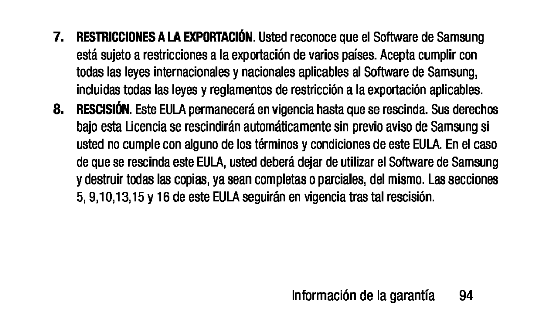 RESTRICCIONES A LA EXPORTACIÓN Galaxy Tab 3 Lite Wi-Fi