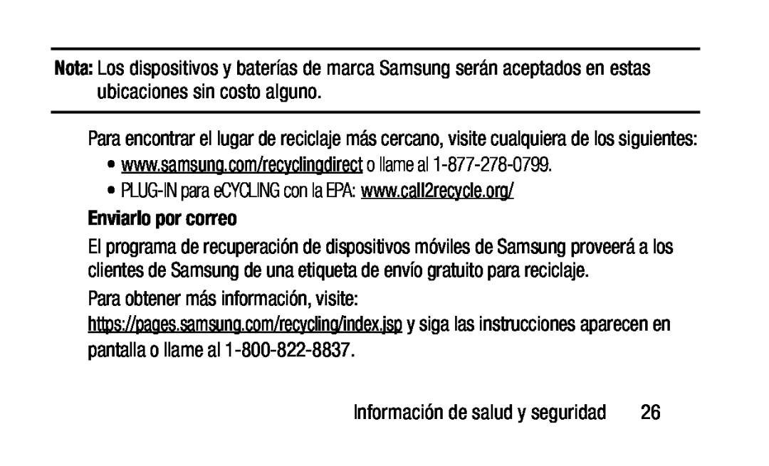 •www.samsung.com/recyclingdirecto llame al Galaxy Tab 3 Lite Wi-Fi