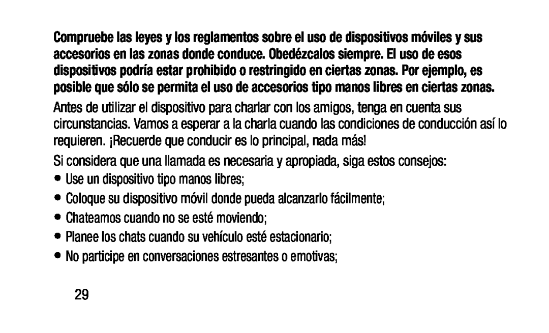 •Planee los chats cuando su vehículo esté estacionario; Galaxy Tab 3 Lite Wi-Fi