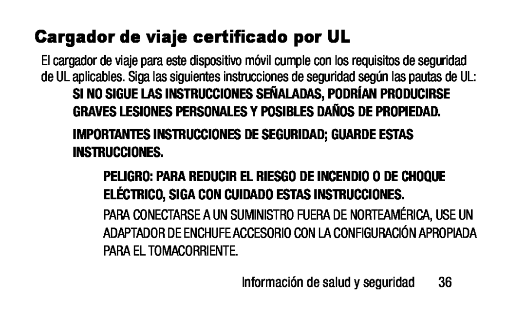 IMPORTANTES INSTRUCCIONES DE SEGURIDAD; GUARDE ESTAS INSTRUCCIONES Cargador de viaje certificado por UL