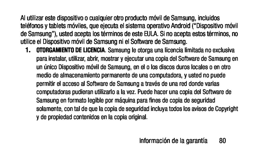 Información de la garantía Galaxy Tab 3 Lite Wi-Fi