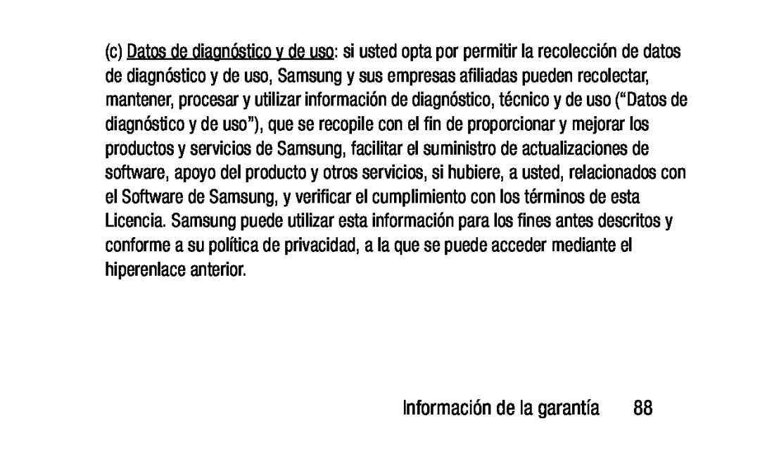 Información de la garantía Galaxy Tab 3 Lite Wi-Fi