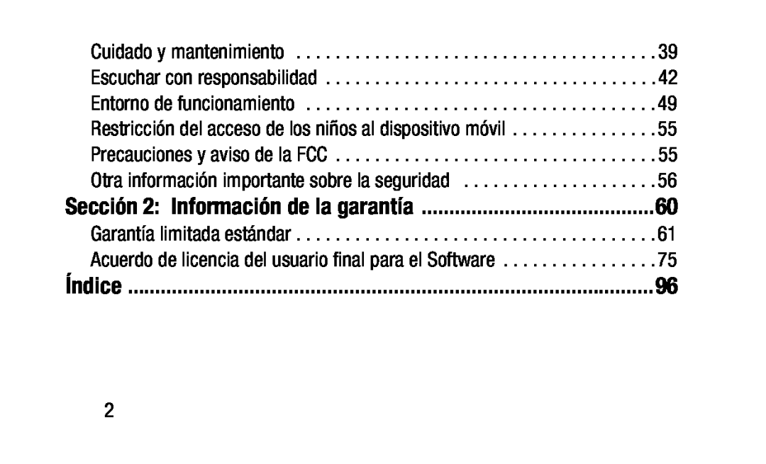 Sección 2: Información de la garantía Galaxy Tab 3 8.0 Wi-Fi