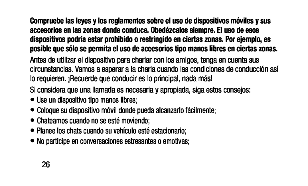 •Planee los chats cuando su vehículo esté estacionario; Galaxy Tab 3 7.0 Wi-Fi