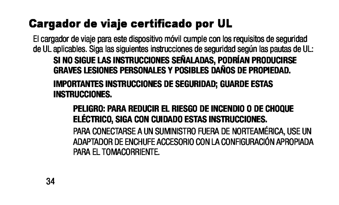 IMPORTANTES INSTRUCCIONES DE SEGURIDAD; GUARDE ESTAS INSTRUCCIONES Cargador de viaje certificado por UL