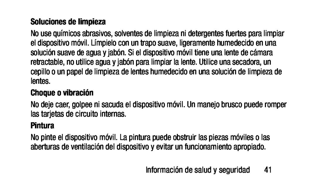 Soluciones de limpieza Choque o vibración