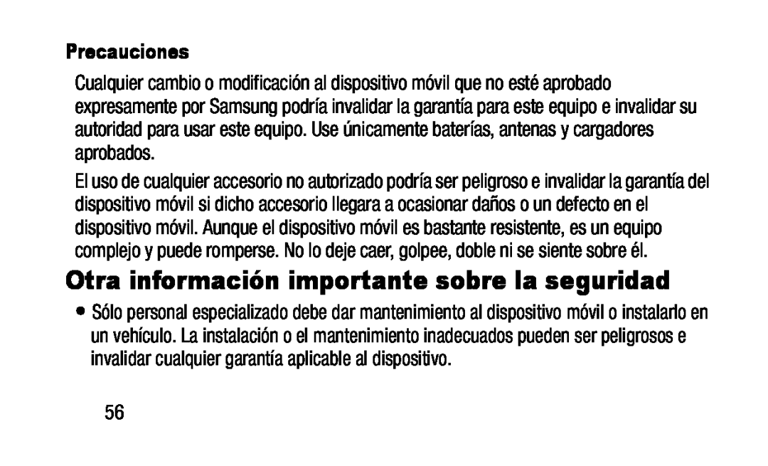 Precauciones Otra información importante sobre la seguridad