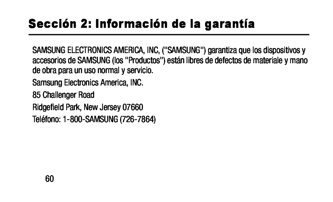 Sección 2: Información de la garantía Galaxy Tab 3 7.0 Wi-Fi