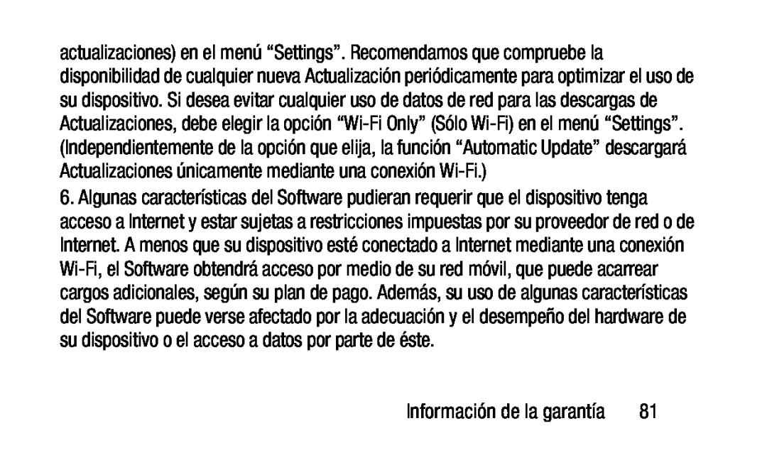 Información de la garantía Galaxy Tab 3 7.0 Wi-Fi