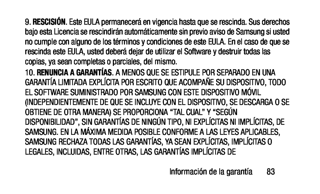 Información de la garantía RESCISIÓN