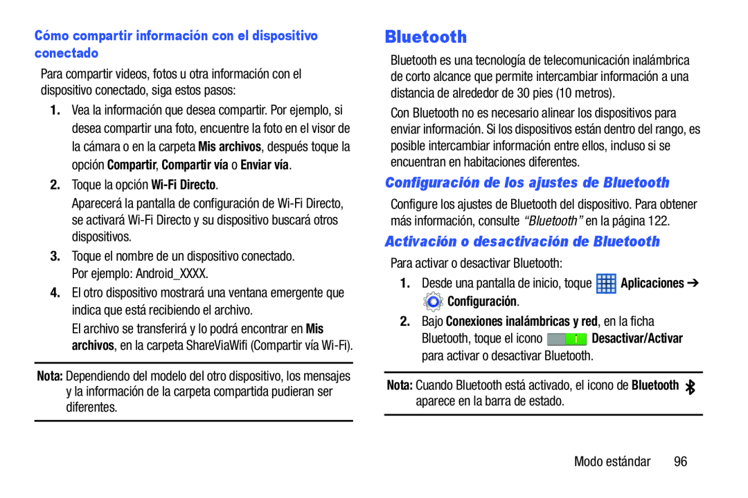 Configuración de los ajustes de Bluetooth Activación o desactivación de Bluetooth