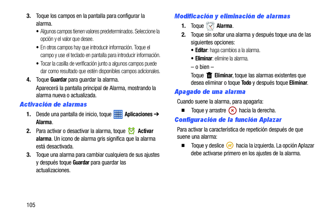 Activación de alarmas Modificación y eliminación de alarmas