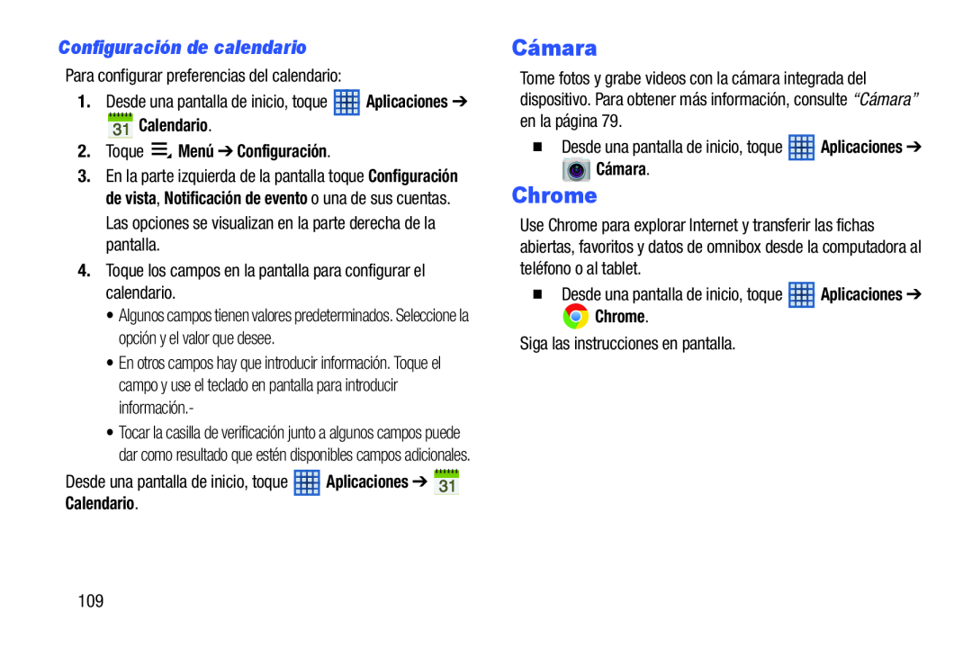 Configuración de calendario Chrome