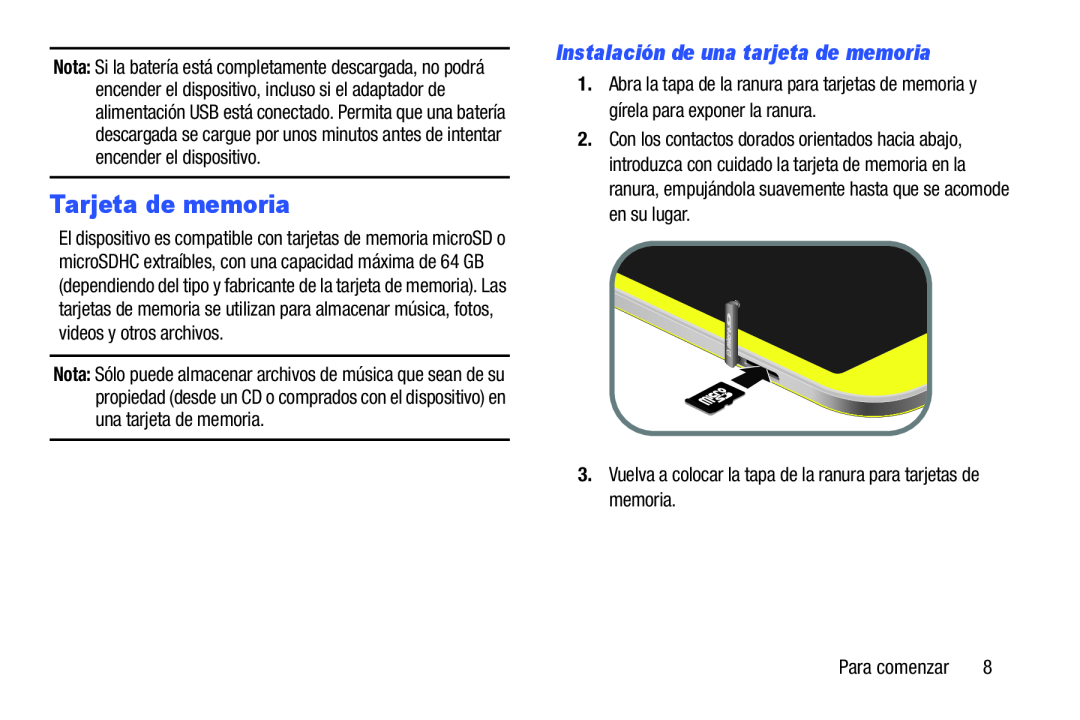 Instalación de una tarjeta de memoria Galaxy Tab 3 7.0 Kids Wi-Fi