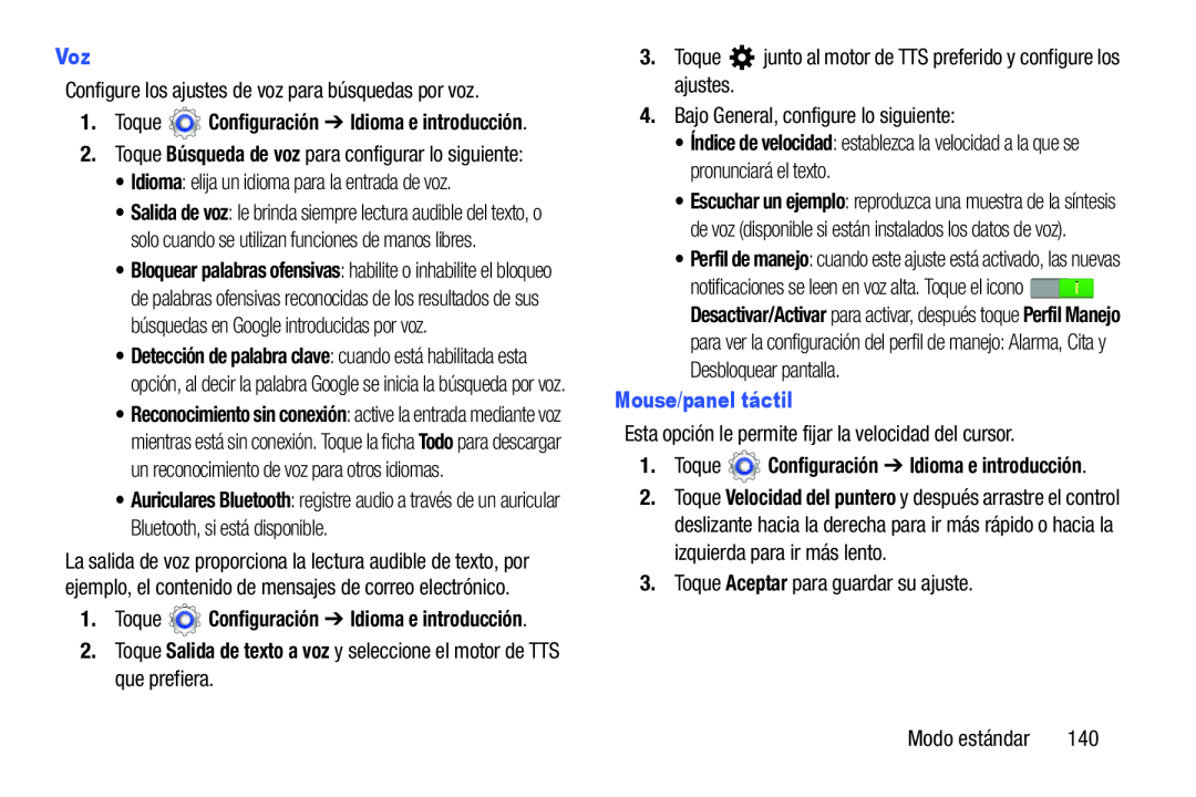 2.Toque Salida de texto a voz y seleccione el motor de TTS que prefiera Galaxy Tab 3 7.0 Kids Wi-Fi