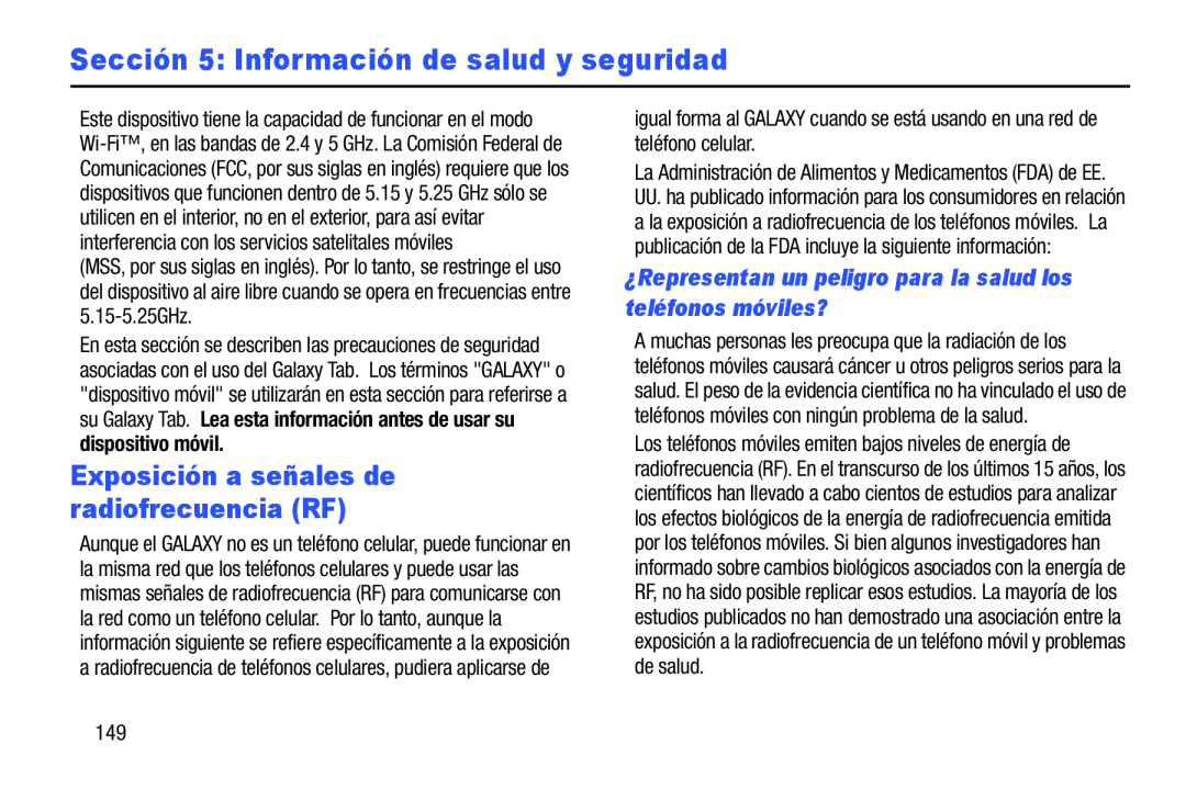 Sección 5: Información de salud y seguridad Galaxy Tab 3 7.0 Kids Wi-Fi