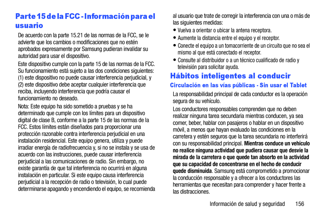 Parte15dela FCC-Informaciónparaelusuario Hábitos inteligentes al conducir