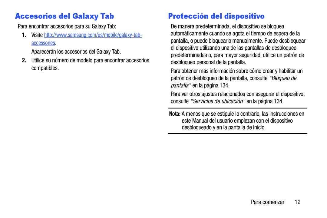 Accesorios del Galaxy Tab Protección del dispositivo