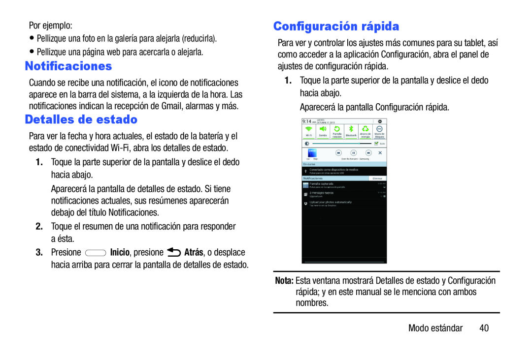 Notificaciones Detalles de estado