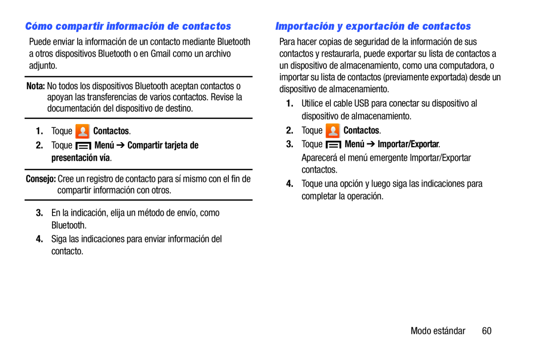 Cómo compartir información de contactos Importación y exportación de contactos