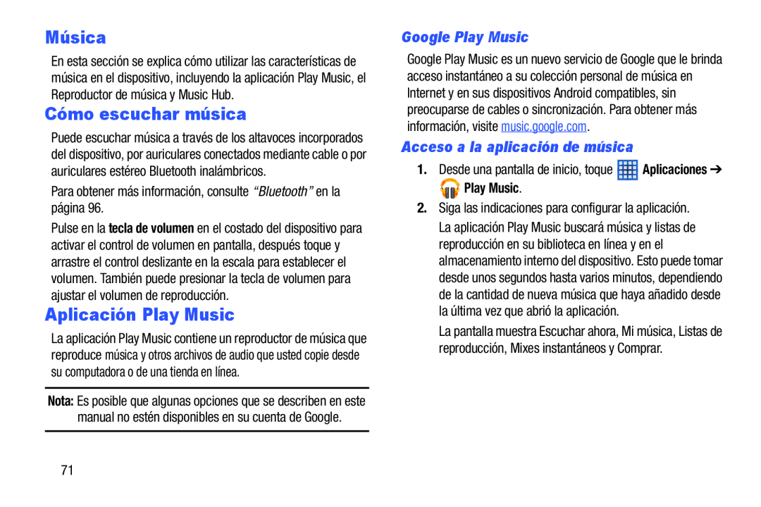 Google Play Music Acceso a la aplicación de música