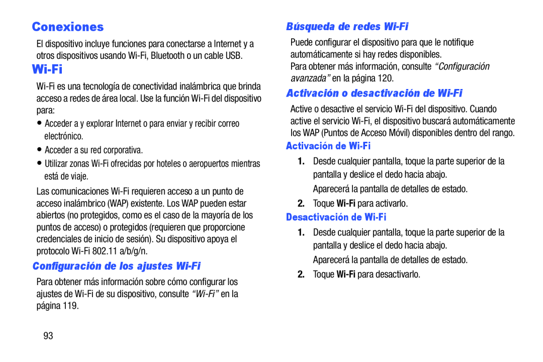 Configuración de los ajustes Wi-Fi Galaxy Tab 3 7.0 Kids Wi-Fi