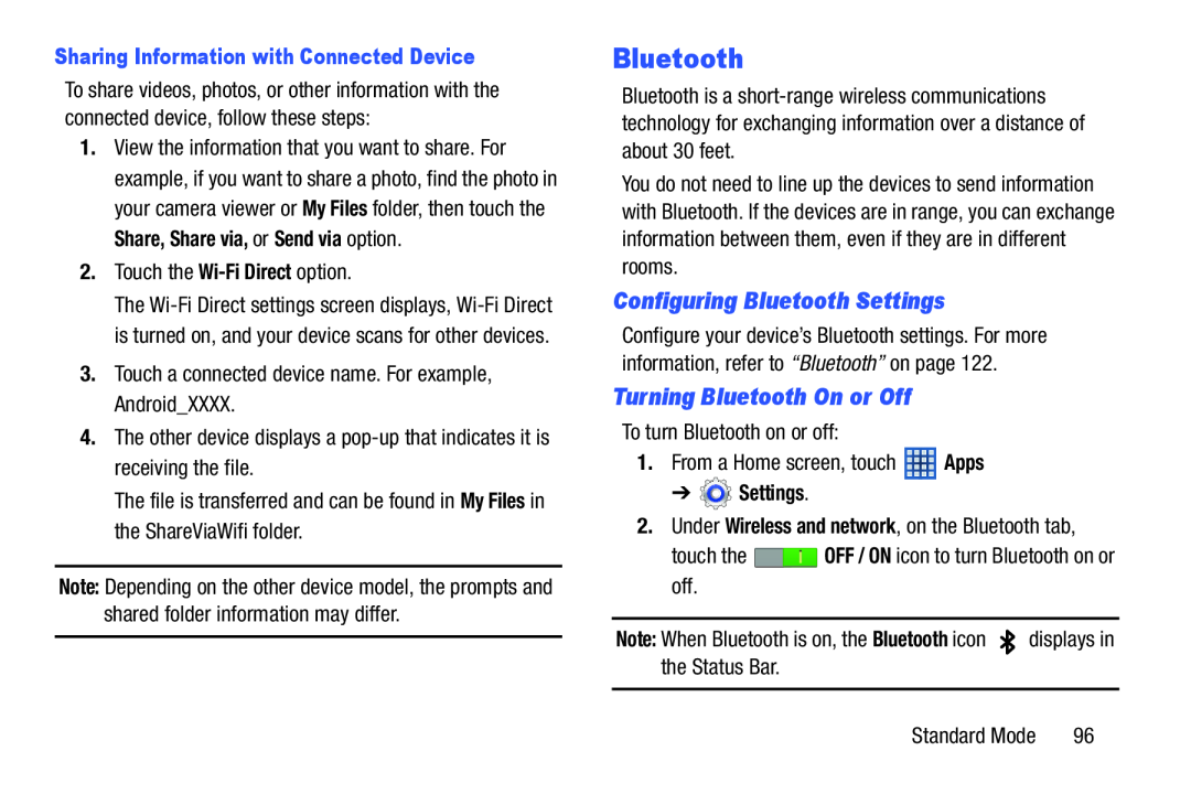 Configuring Bluetooth Settings Turning Bluetooth On or Off