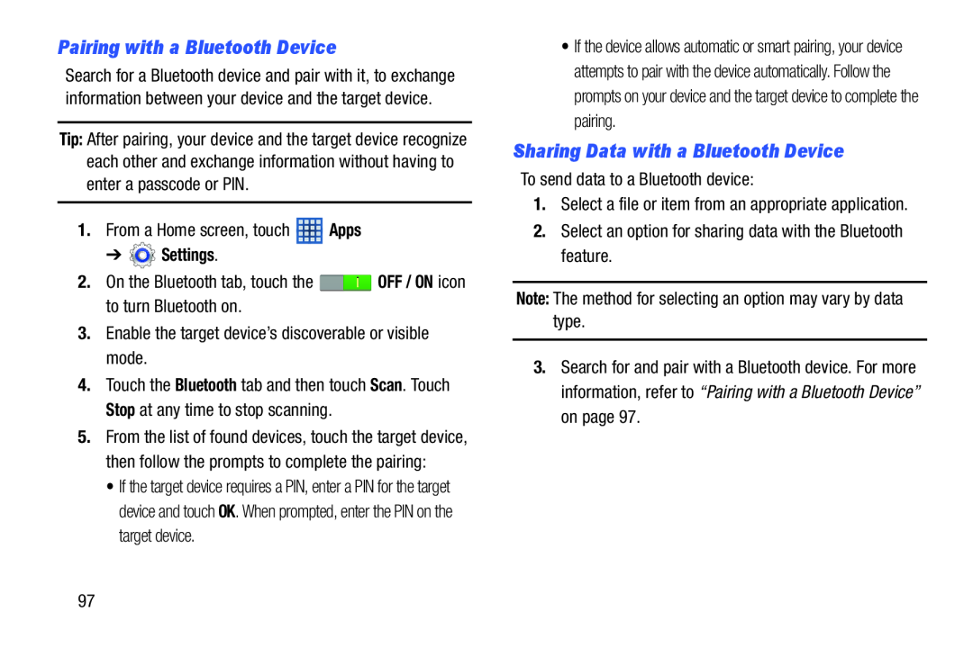 Pairing with a Bluetooth Device Sharing Data with a Bluetooth Device