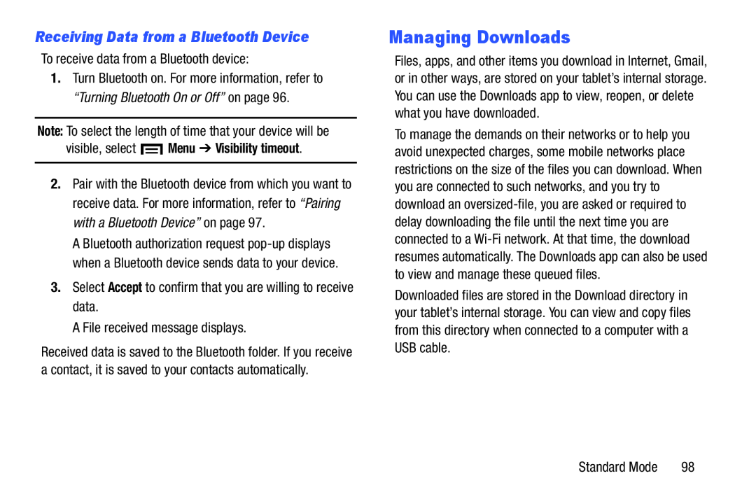 Receiving Data from a Bluetooth Device Managing Downloads