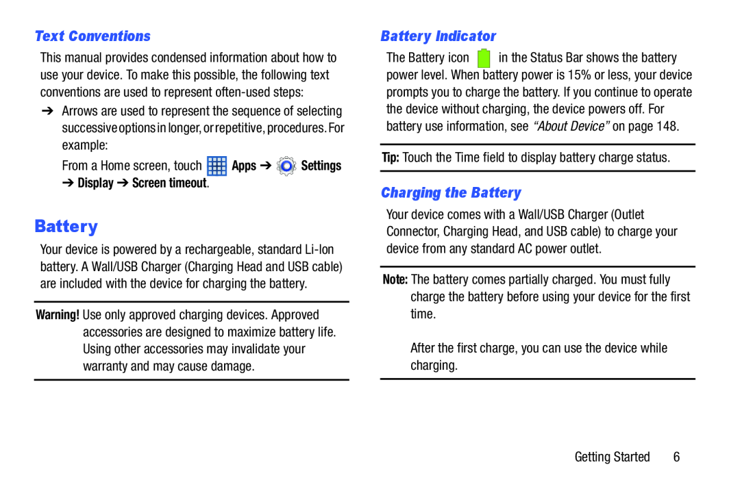 Charging the Battery Galaxy Tab 3 7.0 Kids Wi-Fi