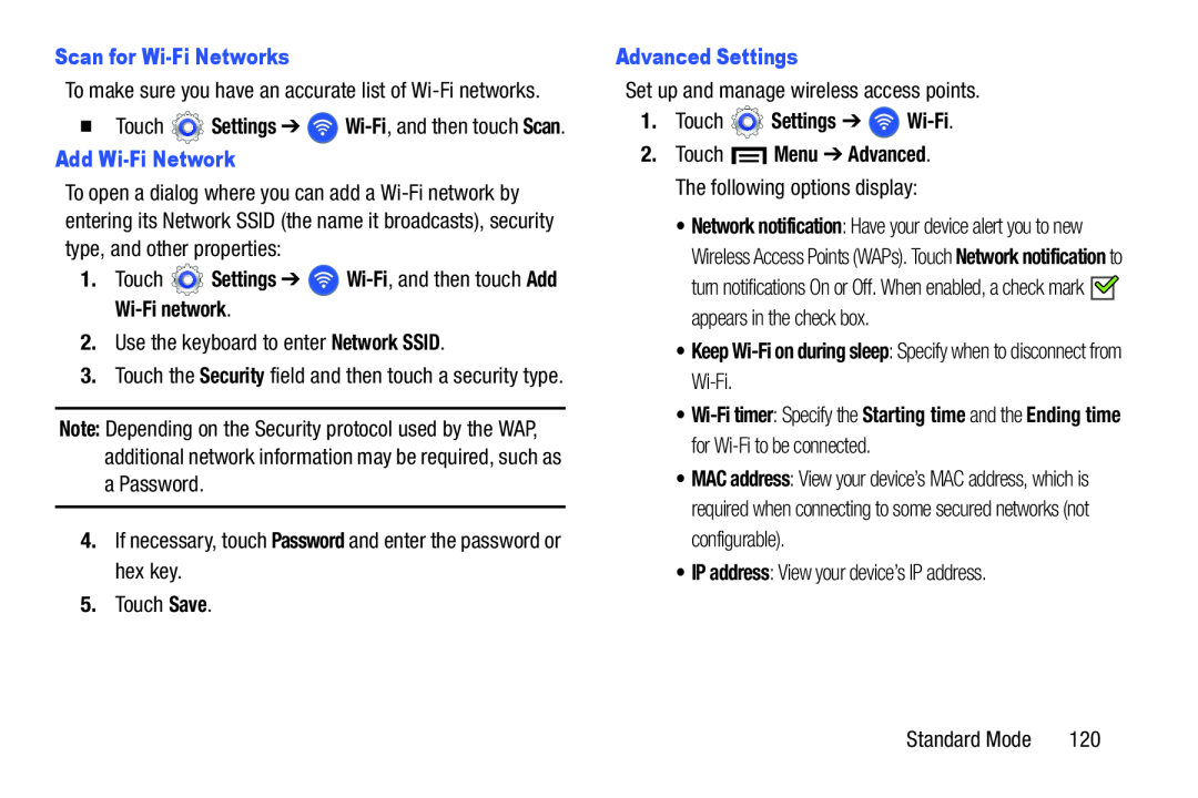 Scan for Wi-FiNetworks Add Wi-FiNetwork