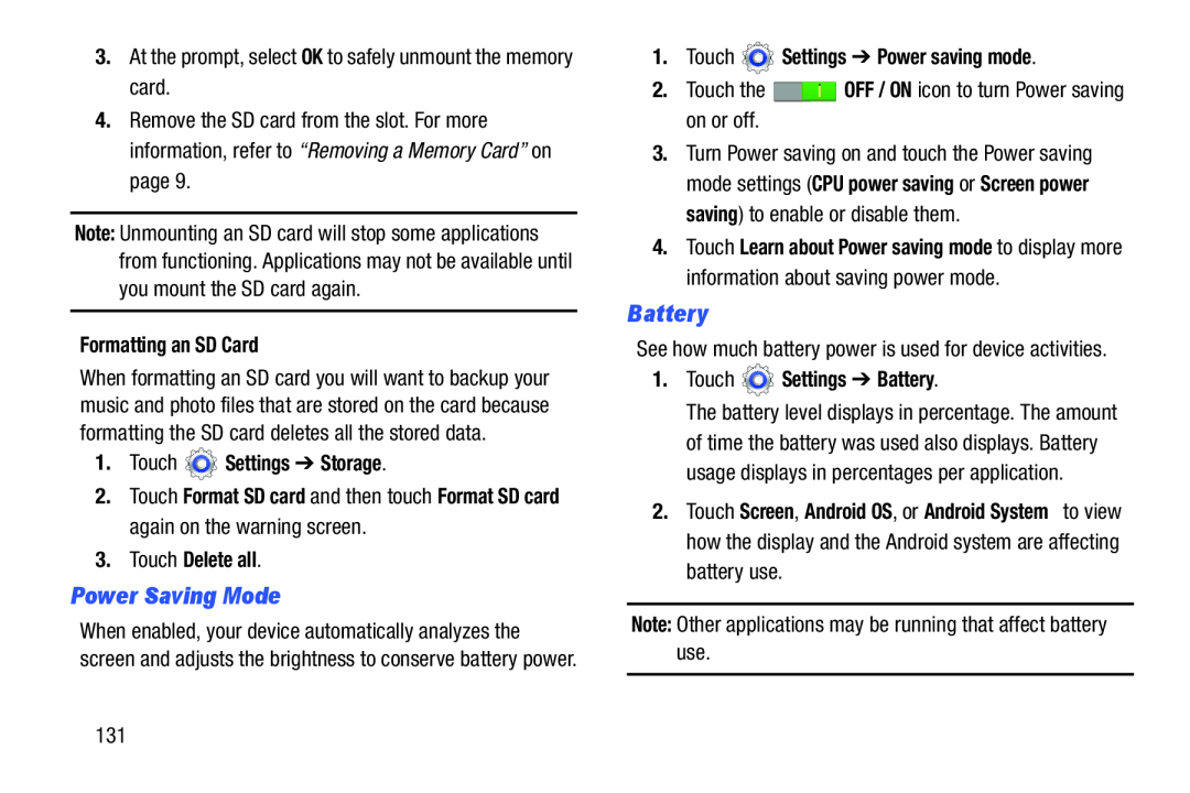 Power Saving Mode Battery