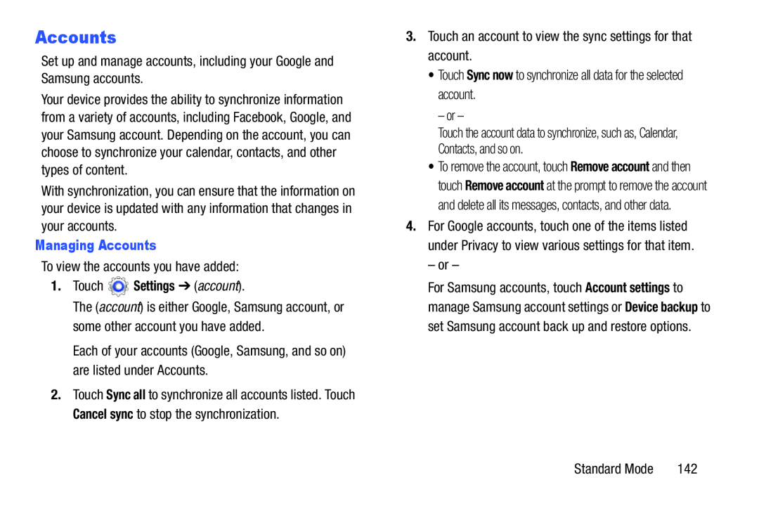 Managing Accounts 1.Touch Settings ➔ (account)