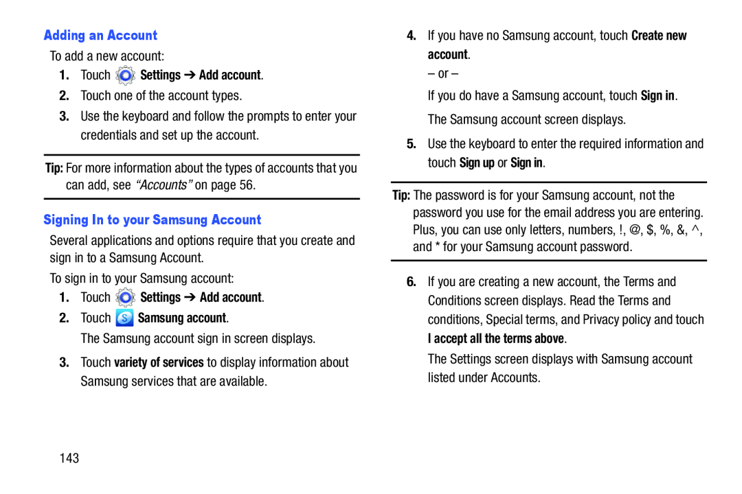 Adding an Account 1.Touch Settings ➔ Add account