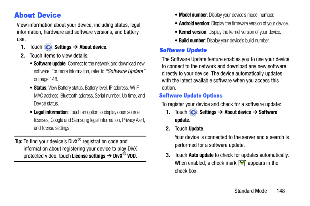 Software Update About Device